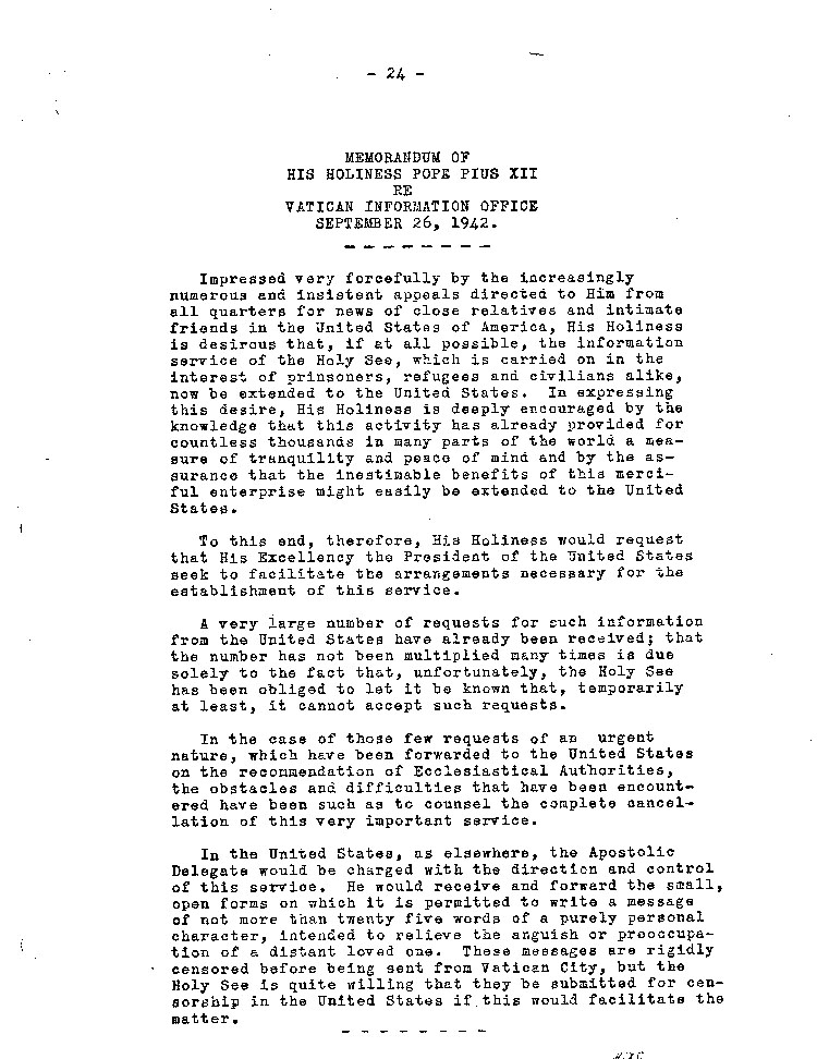 [a467i01.jpg] - Memorandum of Pope Pius XII 9/26/42