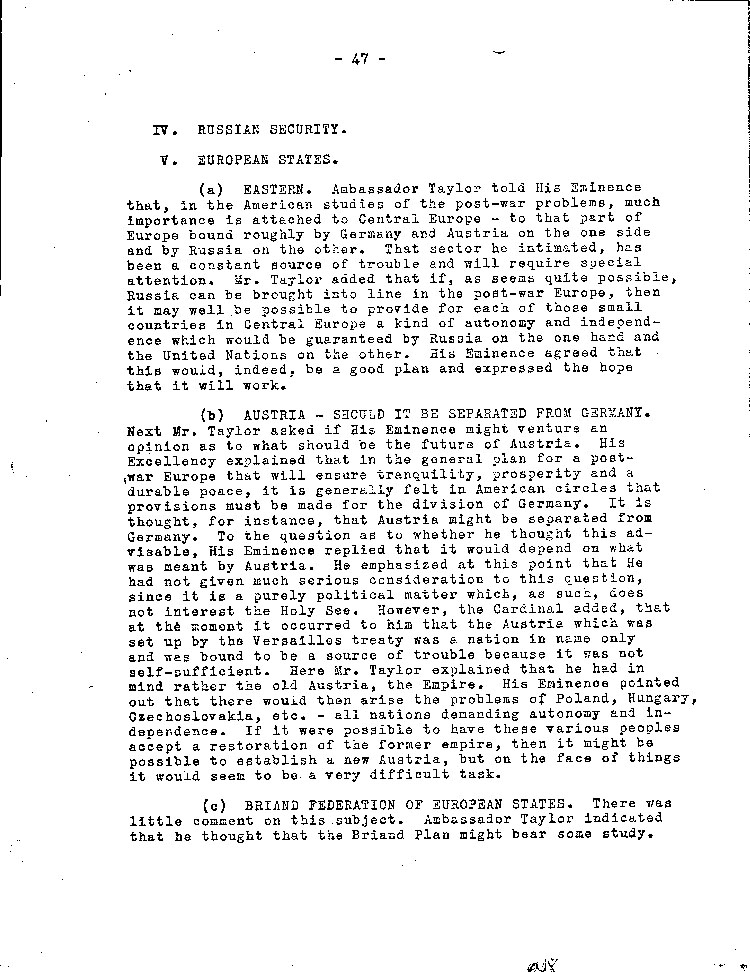 [a467r05.jpg] - Memorandum of Conference Between Cardinal Secretary of Sate and Taylor 9/25/42