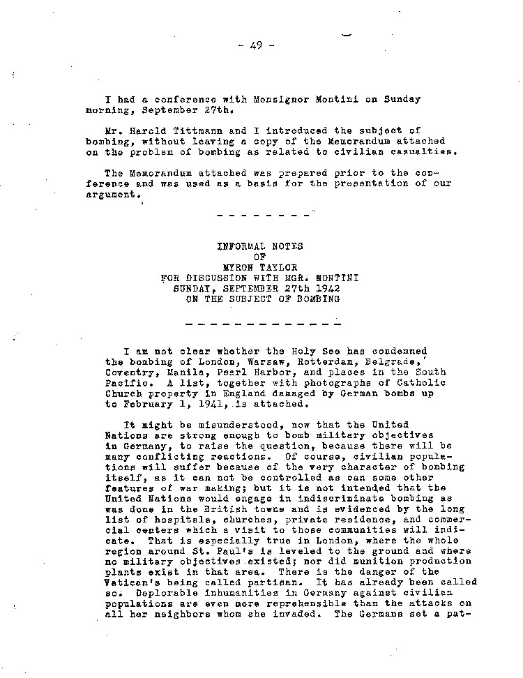 [a467s01.jpg] - Informal Notes of Myron Taylor 9/27/42