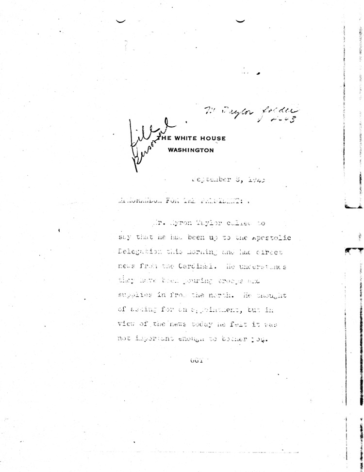 [a468ac01.jpg] - Memorandum: Grace Tully --> FDR 9/8/43