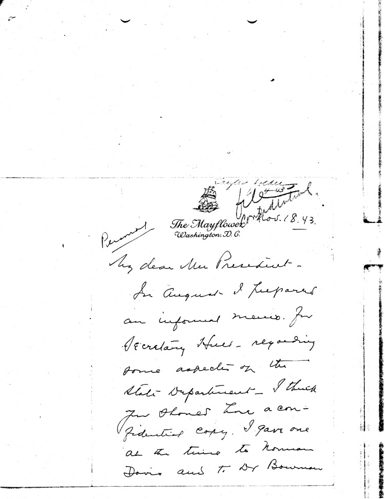 [a468al01.jpg] - Taylor-->F.D.R.  11/18/43 handwritten