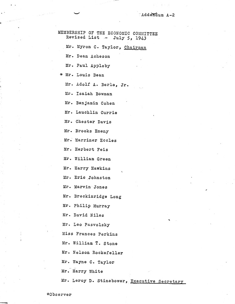 [a468al20.jpg] - Membership of the Econ Committee 7/5/43