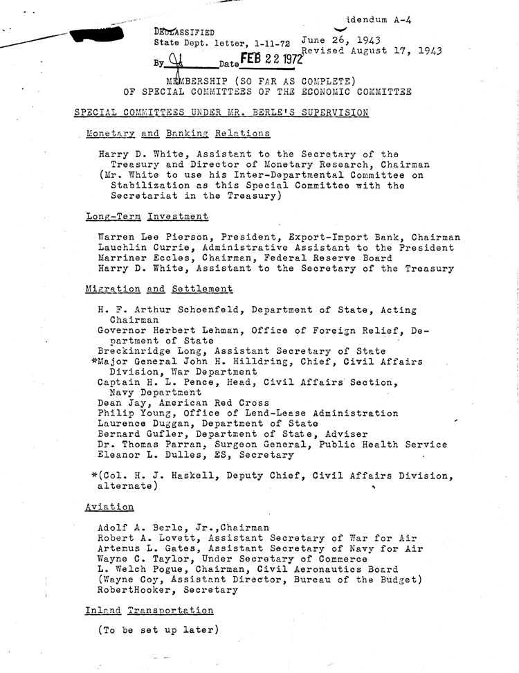 [a468al21.jpg] - Membership of spec. committees of Econ Com. 8/17/43