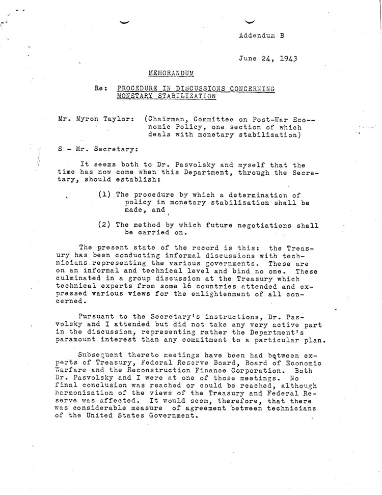 [a468al26.jpg] - memo Procedure in dis. of Monetary Stabilization 6/24/43
