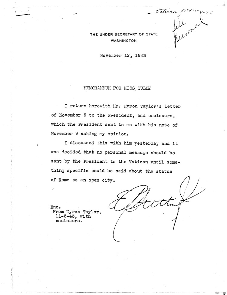 [a468an01.jpg] - Stettinius-->G.Tully 11/12/43  memo