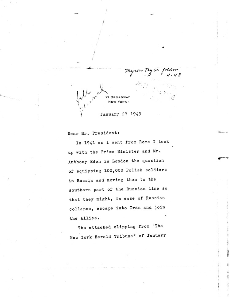 [a468c01.jpg] - Myron Taylor-->FDR 1/27/43