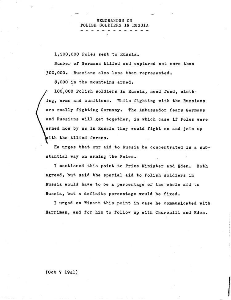 [a468c03.jpg] - Memorandum on Polish Soldiers in Russia 10/7/41