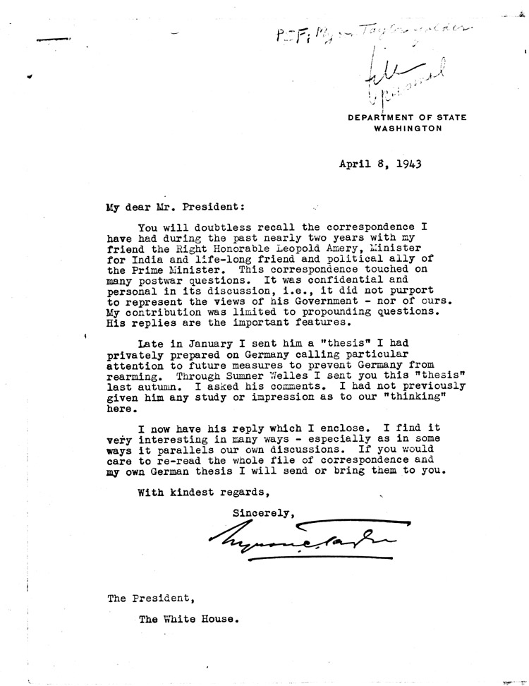 [a468d01.jpg] - Myron Taylor --> FDR 4/8/43