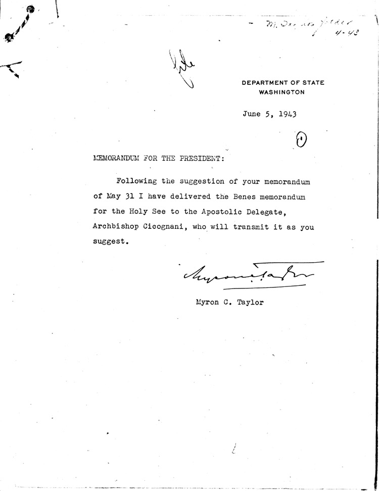 [a468h21.jpg] - Memorandum: Myron Taylor --> FDR 6/5/43