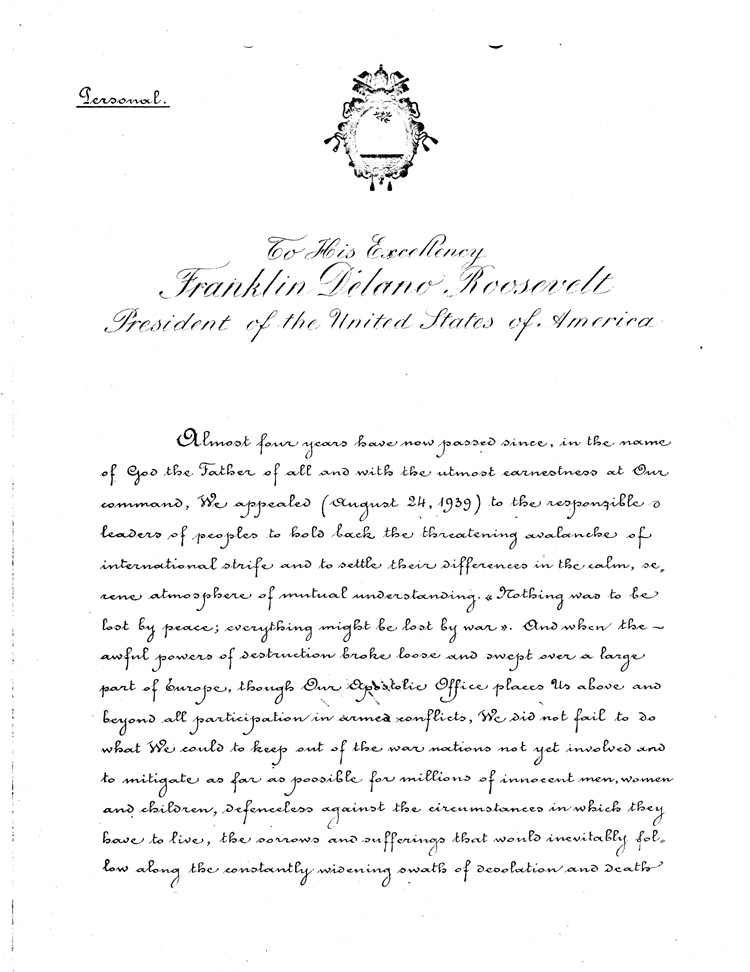 [a468i05.jpg] - Pius XII --> FDR 5/19/43