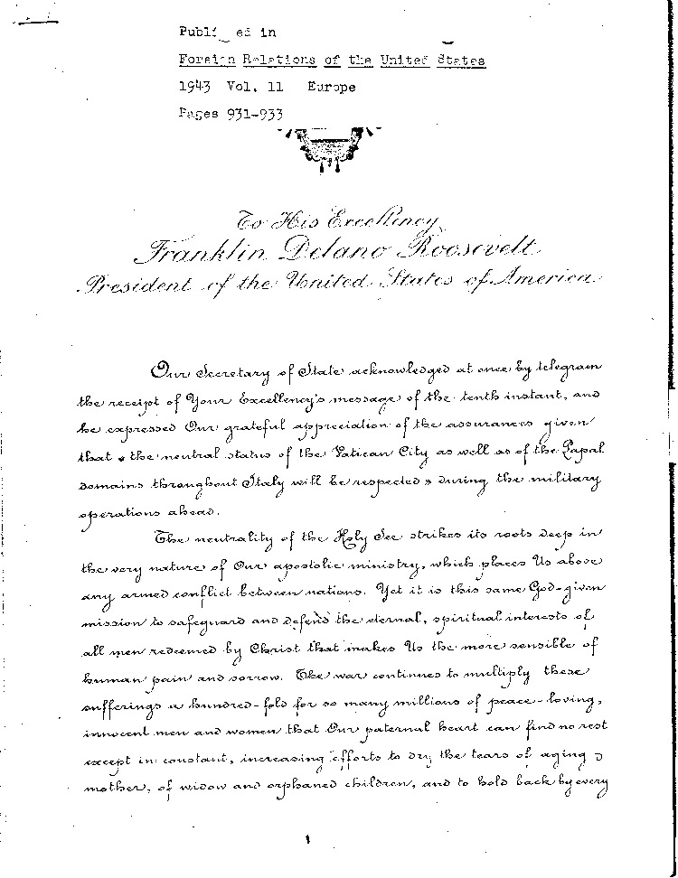 [a468q01.jpg] - Pope Pius XII --> FDR	7/20/43
