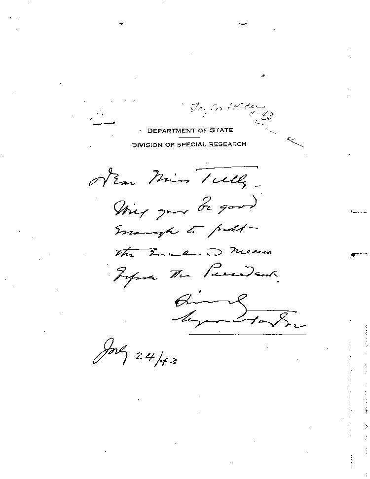 [a468s01.jpg] - Myron Taylor --> Miss Grace Tully 7/24/43