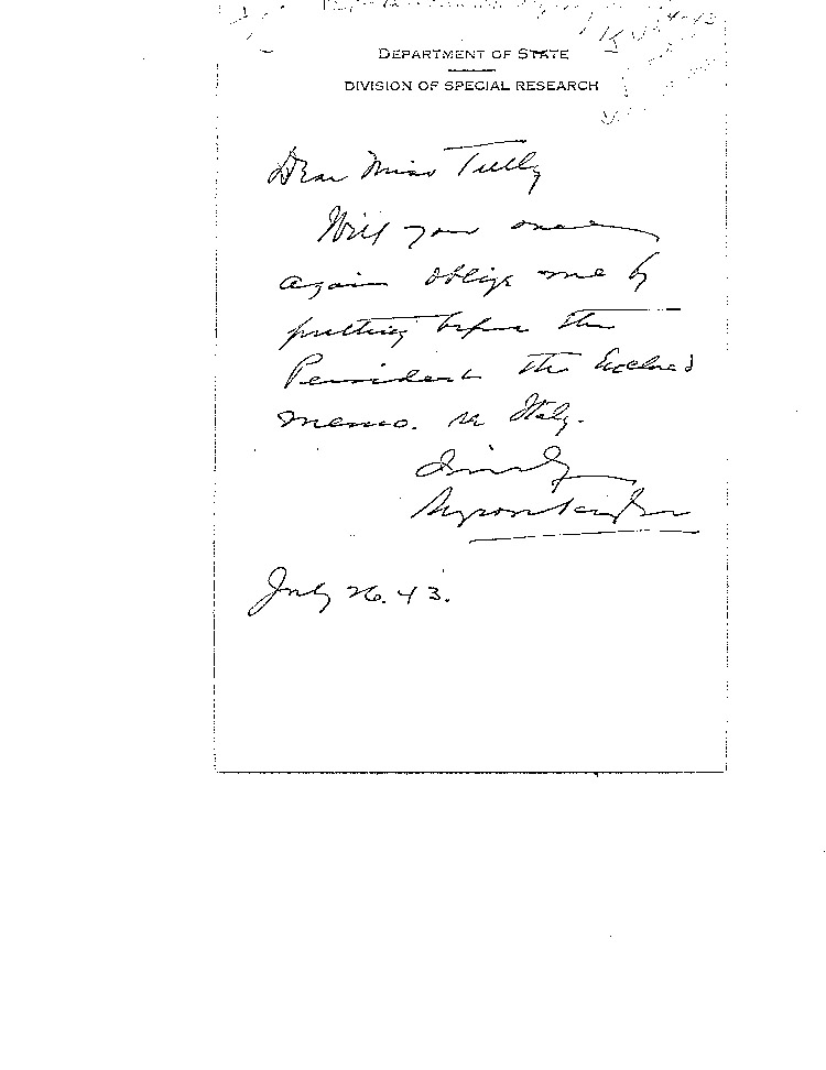 [a468t01.jpg] - Myron Taylor --> Grace Tully	7/26/43