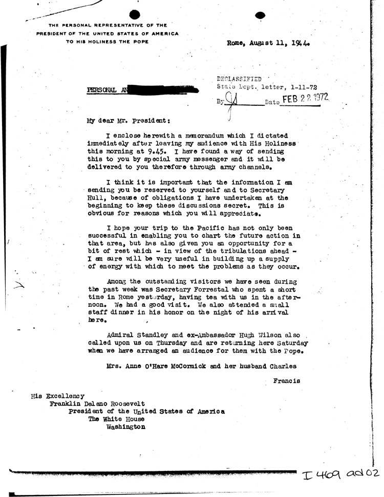 [a469ad02.jpg] - Letter: Myron taylor --> FDR               8/11/44