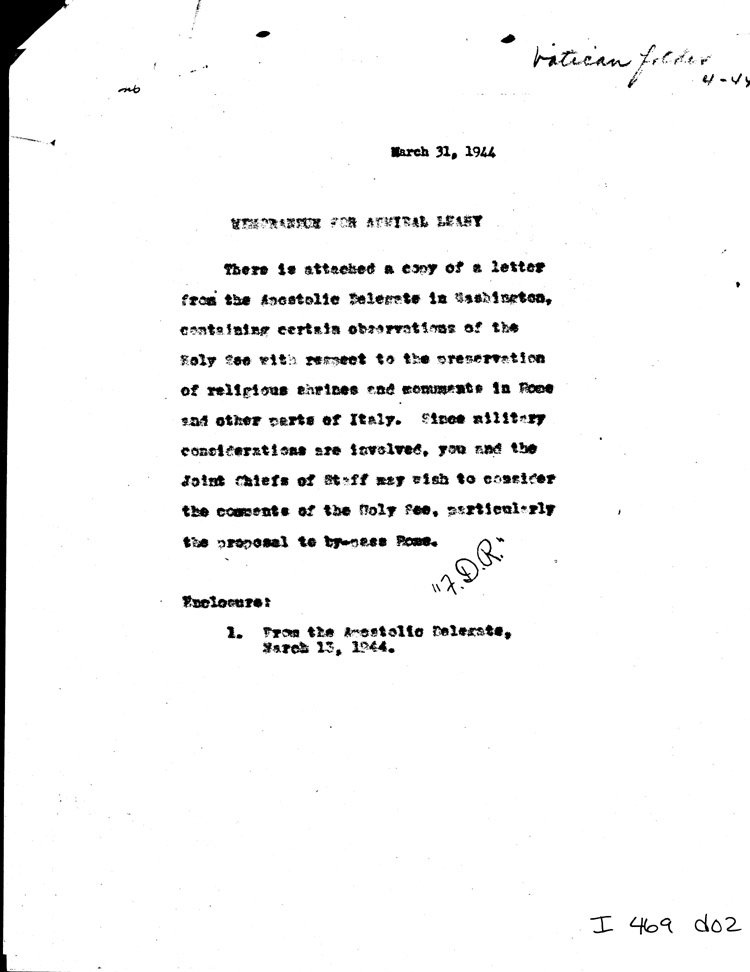 [a469d02.jpg] - Memorandum: FDR --> Admiral Leahy 3/31/44