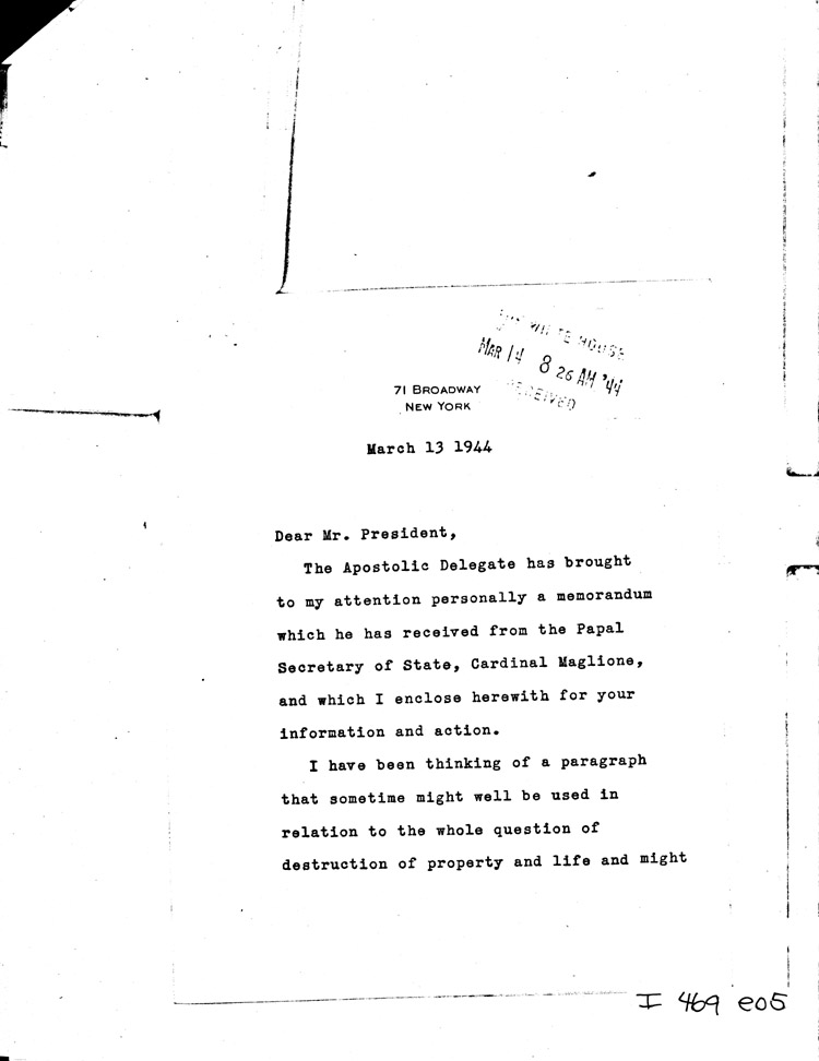 [a469e05.jpg] - Memo: Taylor --> FDR 3/13/44