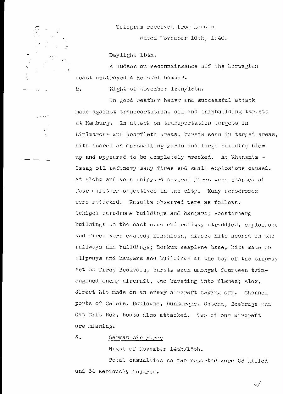 [a313p06.jpg] - Report from London on military situation 11/16/40 - Page 1