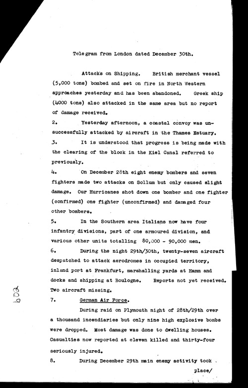 [a316b02.jpg] - Telegram from London regarding military situation 12/30/40
