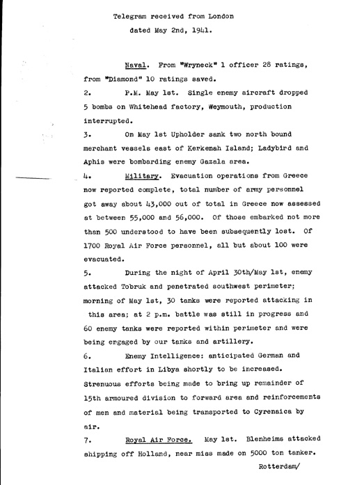 [a320c02.jpg] - Telegram from London on military situation 5/2/41
