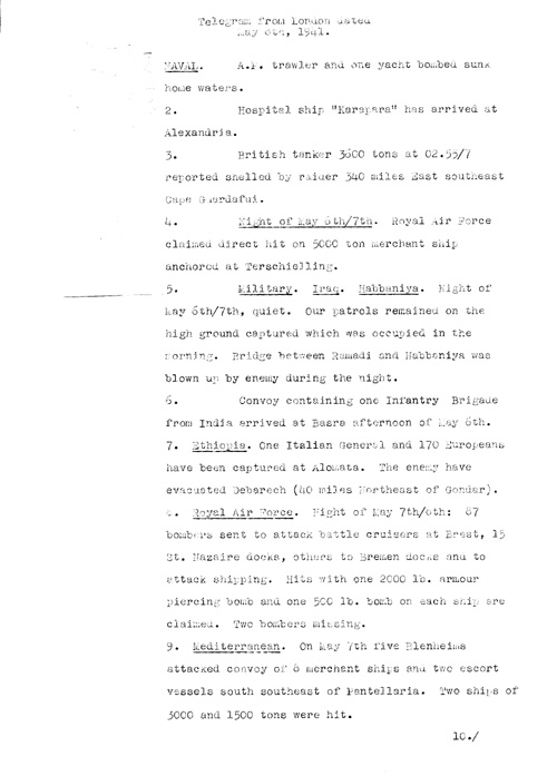 [a320h02.jpg] - Telegram from London on military situation 5/8/41
