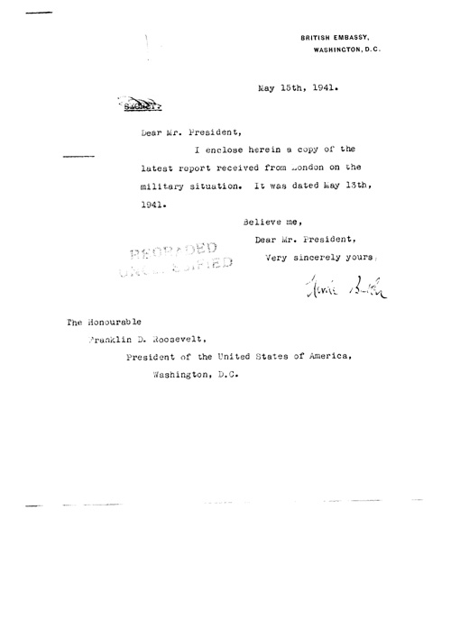 [a320l01.jpg] - Cover letter; Butler-->FDR 5/15/41