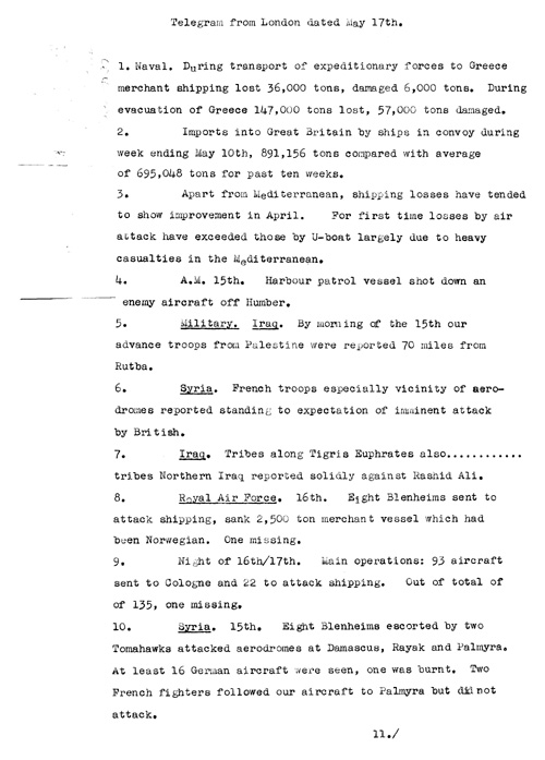 [a320o04.jpg] - Telegram from London on military situation 5/17/41