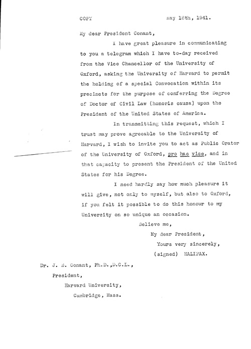 [a320p03.jpg] - Halifax-->J.B. Conant (Harvard Pres.) 5/18/41