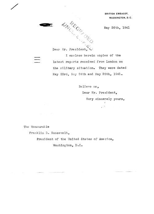 [a320v01.jpg] - Cover letter; Halifax-->FDR 5/26/41