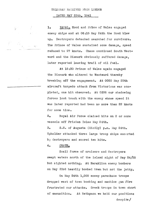 [a320v06.jpg] - Telegram from London on military situation 5/25/41