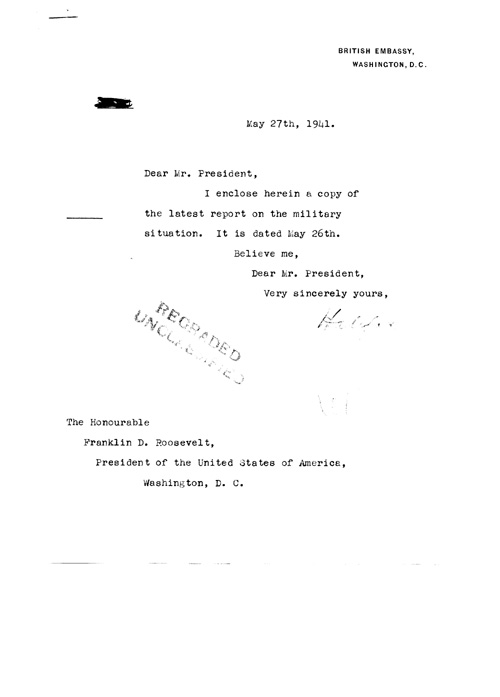 [a320x01.jpg] - Telegram; Halifax-->FDR 5/27/41
