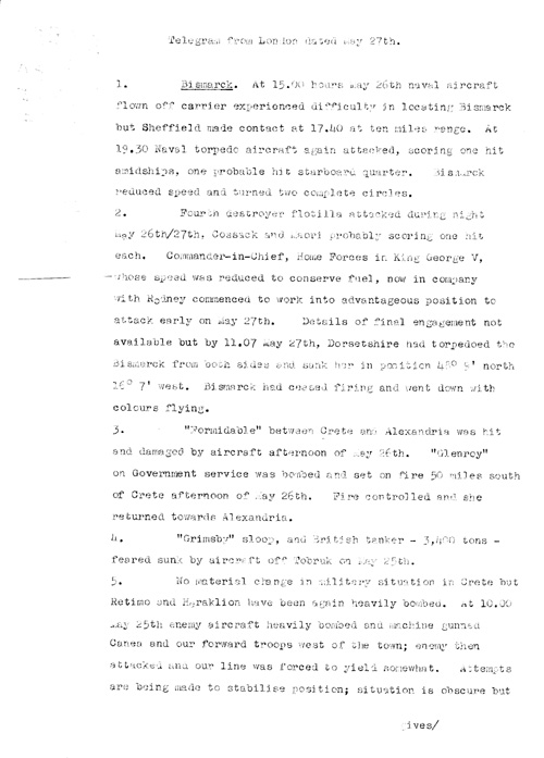 [a320y02.jpg] - Telegram from London on military situation 5/27/41