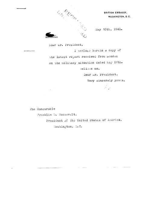 [a320z01.jpg] - Cover letter; Halifax-->FDR 5/30/41