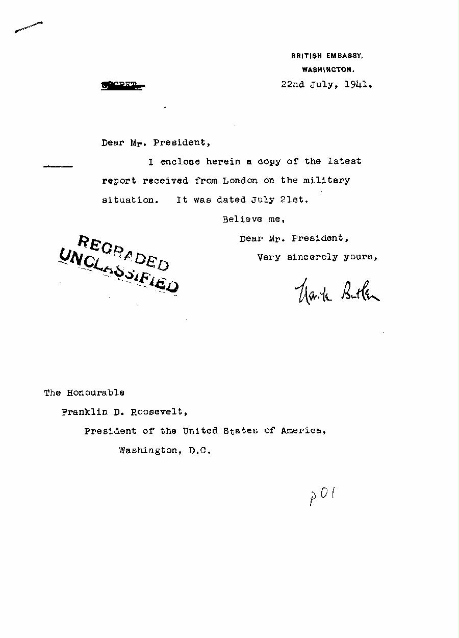 [a322p01.jpg] - Neville Butler --> FDR 7/22/41