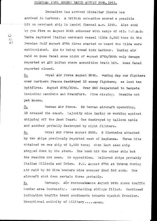 [a323a03.jpg] - Telegram from London on the military situation 8/30/41