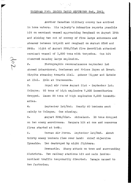 [a323d02.jpg] - Telegram from London on military situation 9/2/41