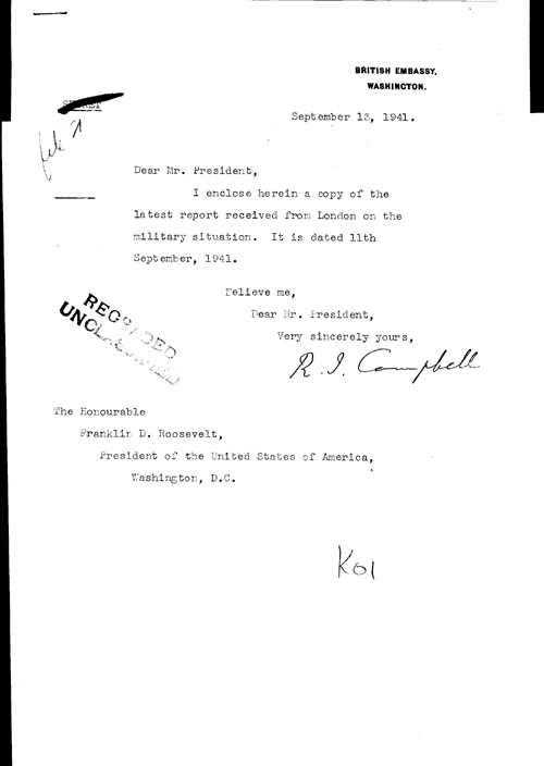 [a323k01.jpg] - Cover letter; Campbell-->FDR 9/13/41