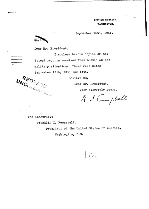 [a323l01.jpg] - Cover letter; Campbell-->FDR 9/15/41