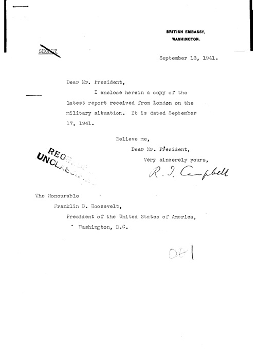 [a323o01.jpg] - Cover letter; Campbell-->FDR 9/18/41