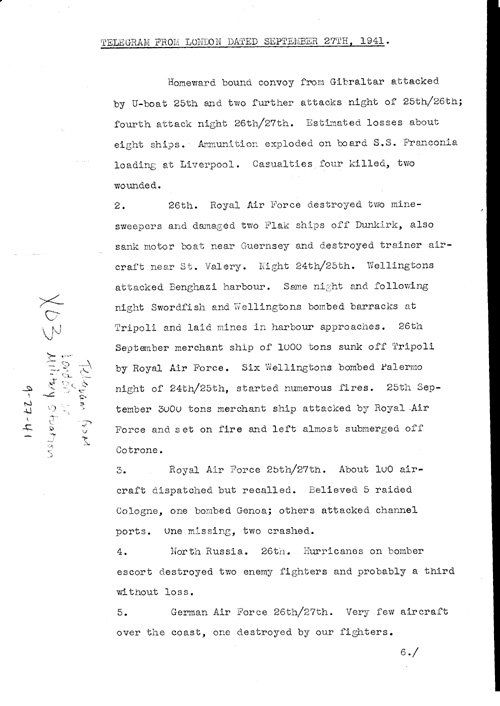 [a323x03.jpg] - Telegram from LOndon on military situation 9/27/41