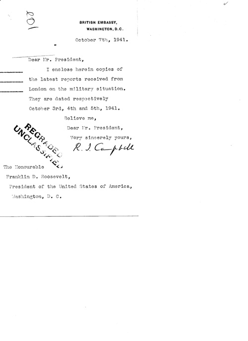 [a324e01.jpg] - Cover letter; Campbell-->FDR 10/7/41