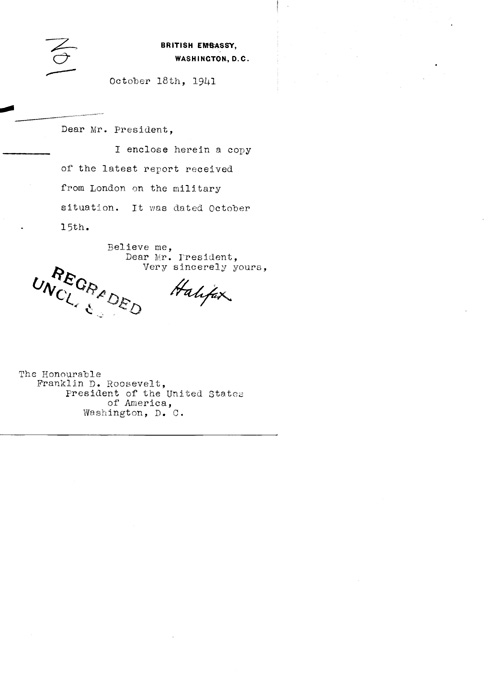 [a324n01.jpg] - Cover letter; Halifax-->FDR 10/18/41
