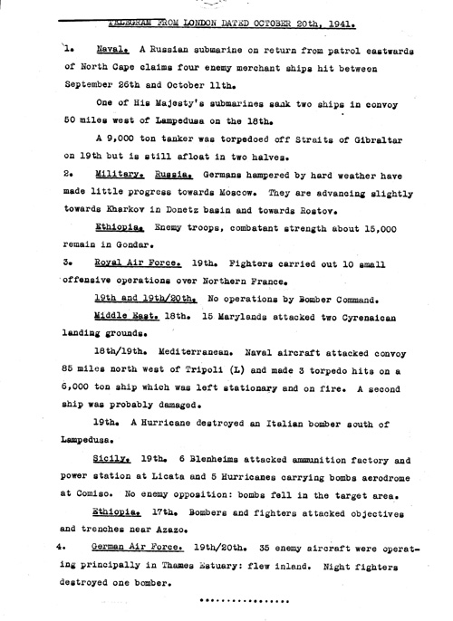 [a324q02.jpg] - Telegram from London on military situation 10/20/41