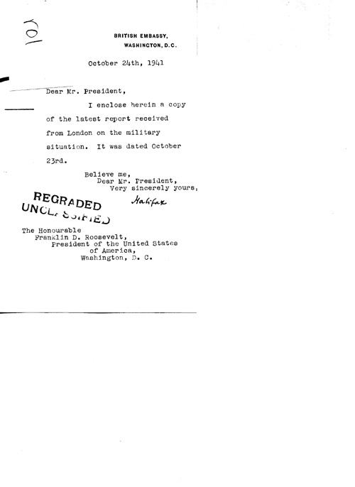 [a324r01.jpg] - Cover letter; Halifax-->FDR 10/24/41