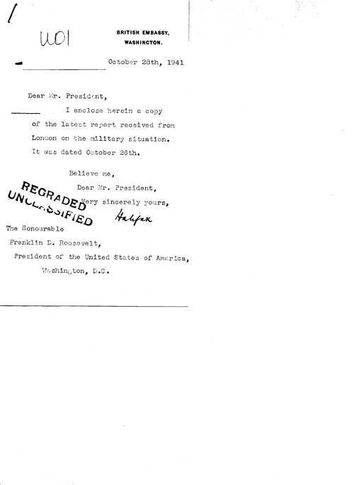 [a324u01.jpg] - Cover letter; Halifax-->FDR 10/28/41