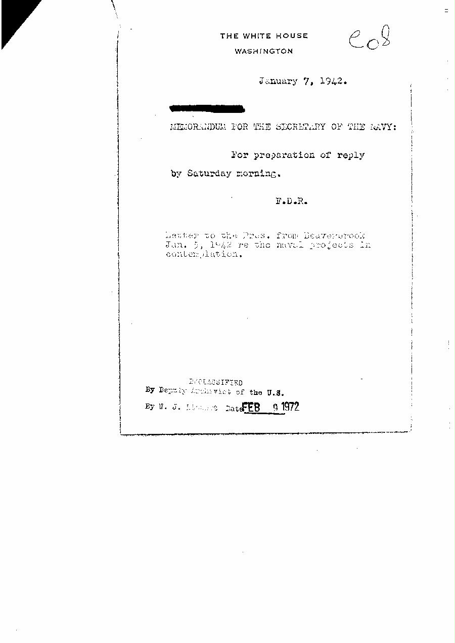 [a327e08.jpg] - FDR --> Sec. of Navy memo. 1/7/42.