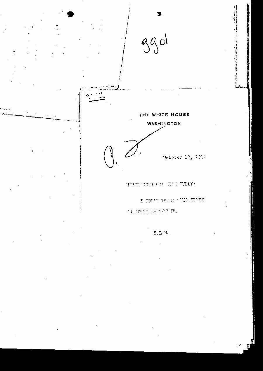 [a327gg01.jpg] - Memorandum to Miss Tully --> H.L.H. 10/13/42.