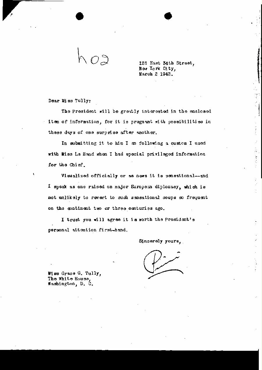 [a327h02.jpg] - Letter to Grace Tully from [unknown! 3/2/42.