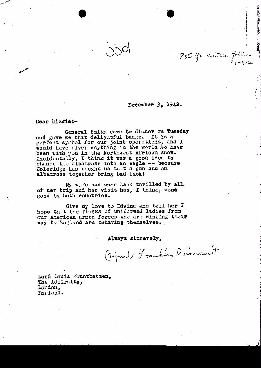 [a327jj01.jpg] - FDR --> Lord Mountbatten. 12/3/42.