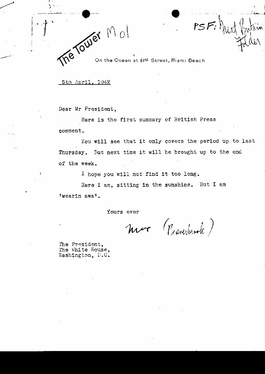 [a327m01.jpg] - Lord Beaverbrook --> FDR 4/5/42.