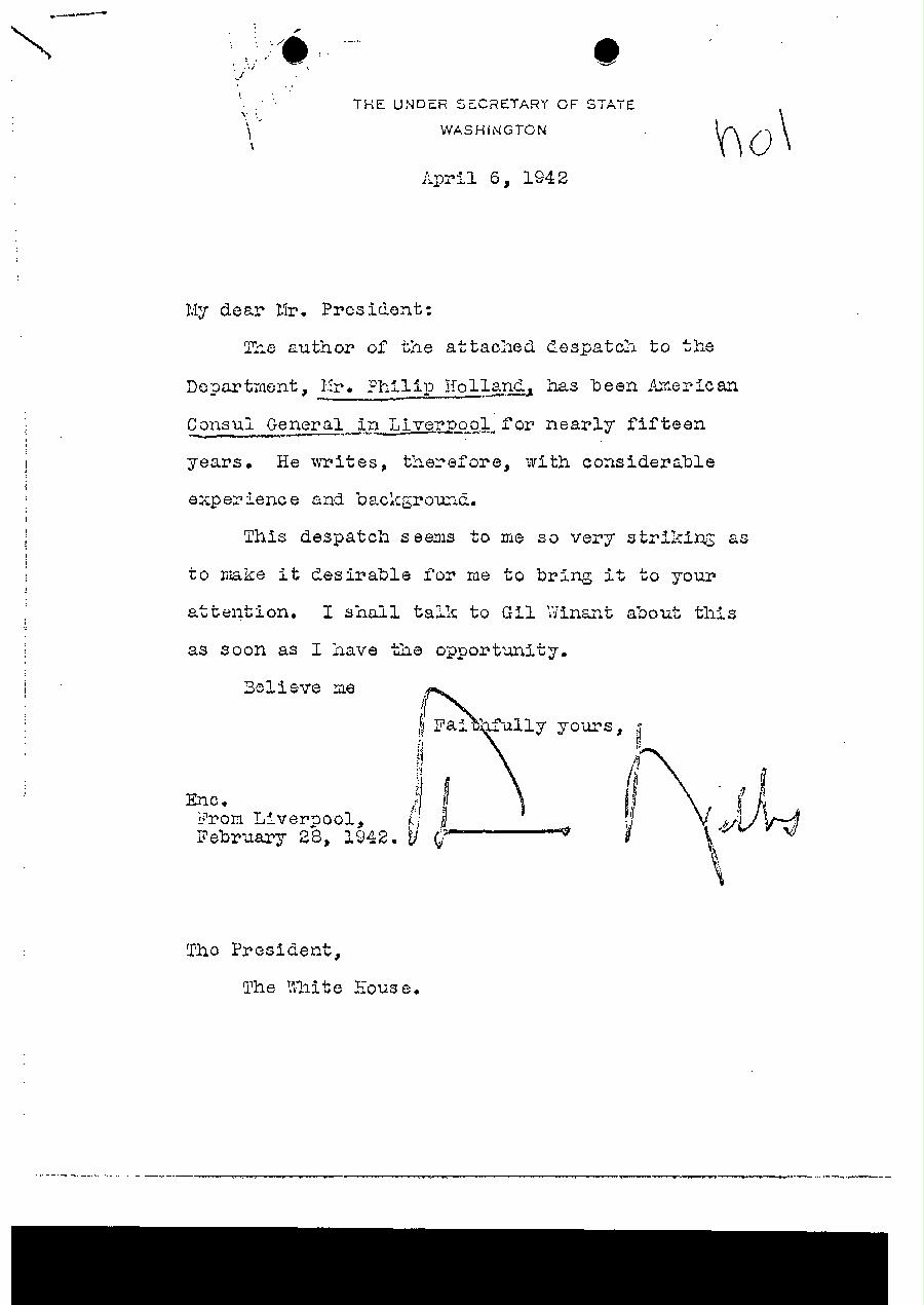 [a327n01.jpg] - Sumner Welles --> FDR 4/6/42.